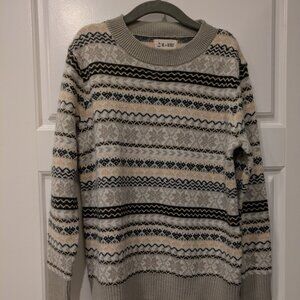 Me & Henry Oslo Fairisle Gray and Beige Sweater 7-8 Years Boy